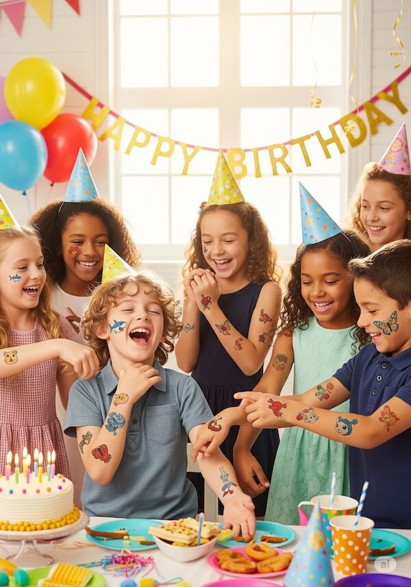 Enfants avec des tatouages ​​temporaires